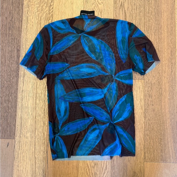 Louisa Ballou mesh brown and blue top size small - Picture 4 of 5